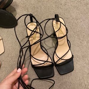 Strappy black heels